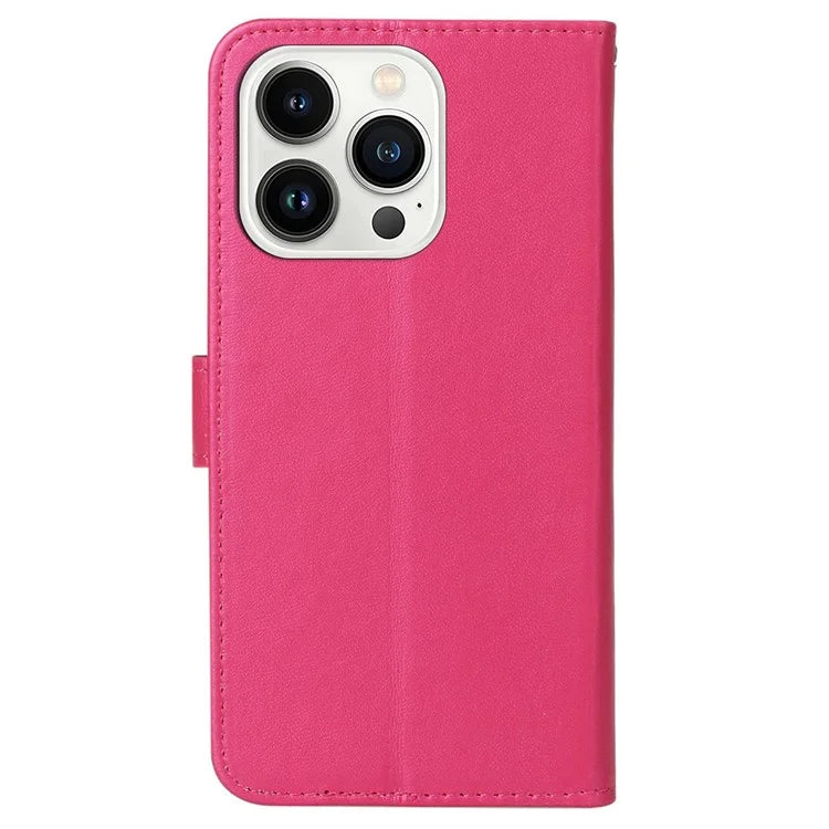 For iPhone 16 Pro Case PU Leather Stand Card Slots Phone Cover Solid Color