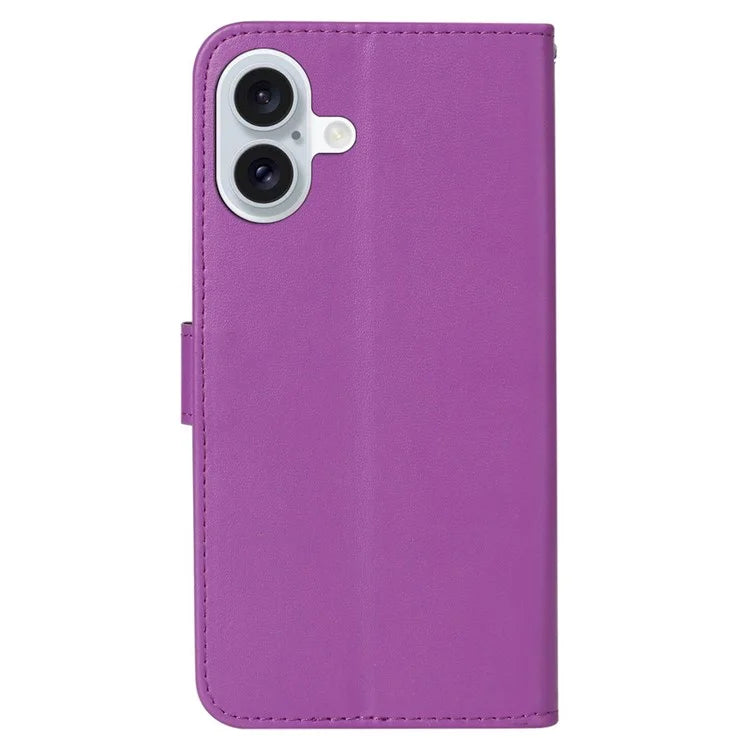 For iPhone 16 Case PU Leather Magnetic Clasp Stand Folio Phone Cover