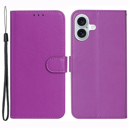 For iPhone 16 Plus Case Solid Color Leather TPU Shell Phone Cover