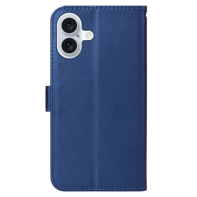 For iPhone 16 Plus Case Solid Color Leather TPU Shell Phone Cover