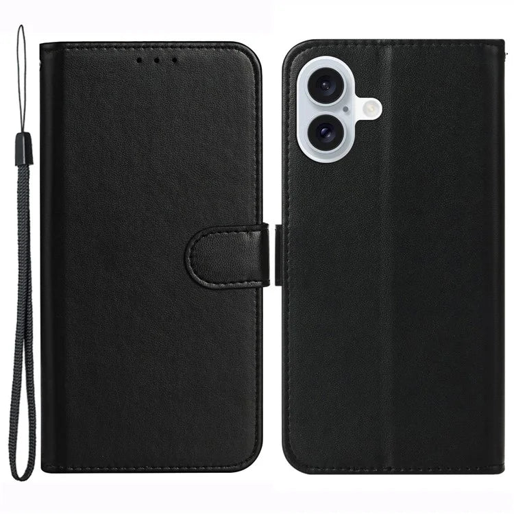 For iPhone 16 Plus Case Solid Color Leather TPU Shell Phone Cover