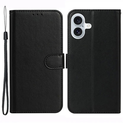 For iPhone 16 Plus Case Solid Color Leather TPU Shell Phone Cover