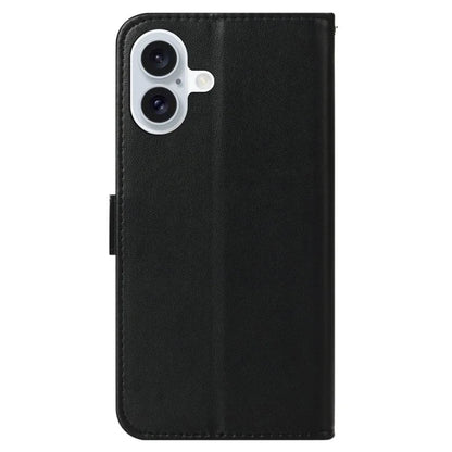 For iPhone 16 Plus Case Solid Color Leather TPU Shell Phone Cover