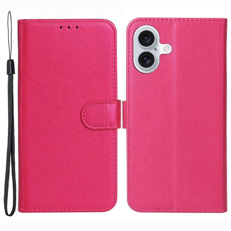 For iPhone 16 Plus Case Solid Color Leather TPU Shell Phone Cover