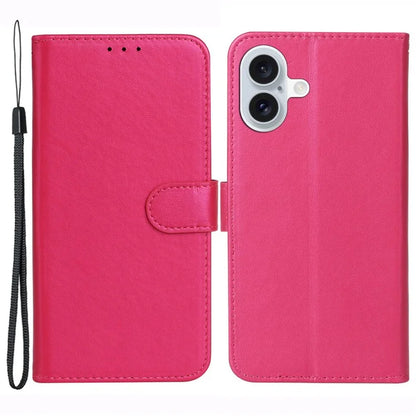 For iPhone 16 Plus Case Solid Color Leather TPU Shell Phone Cover