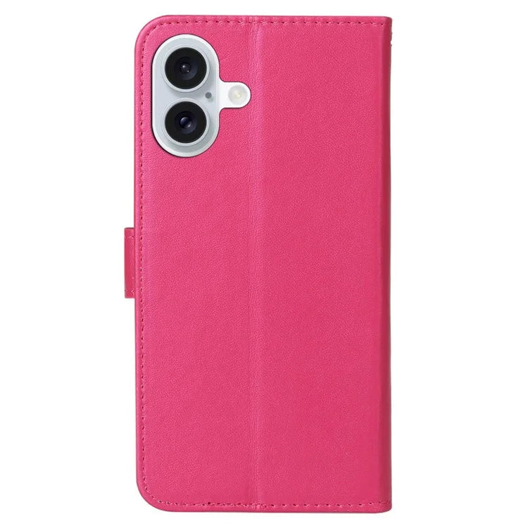 For iPhone 16 Plus Case Solid Color Leather TPU Shell Phone Cover