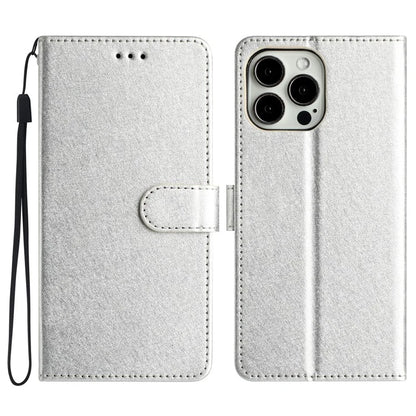 For iPhone 16 Pro Max Wallet Case Silk Texture Leather Phone Cover