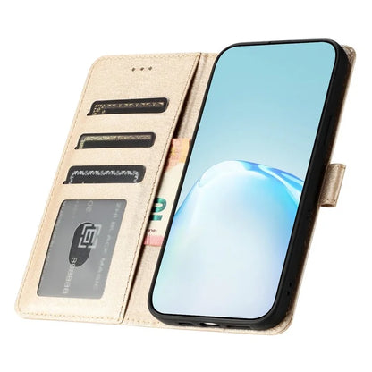 For iPhone 16 Pro Max Wallet Case Silk Texture Leather Phone Cover