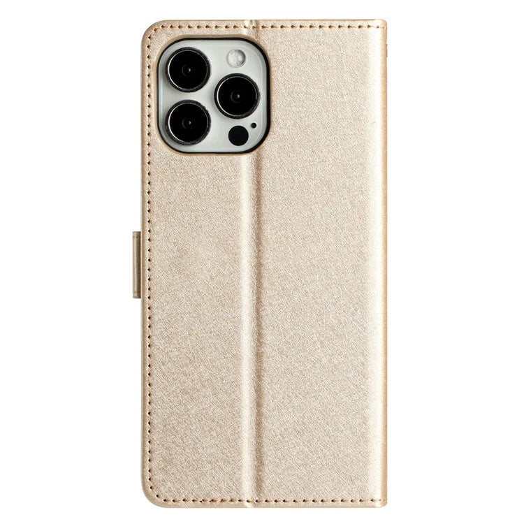 For iPhone 16 Pro Max Wallet Case Silk Texture Leather Phone Cover
