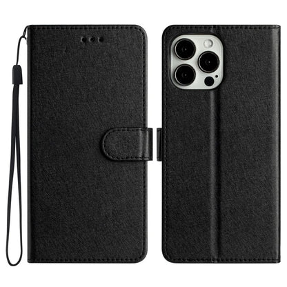 For iPhone 16 Pro Max Wallet Case Silk Texture Leather Phone Cover