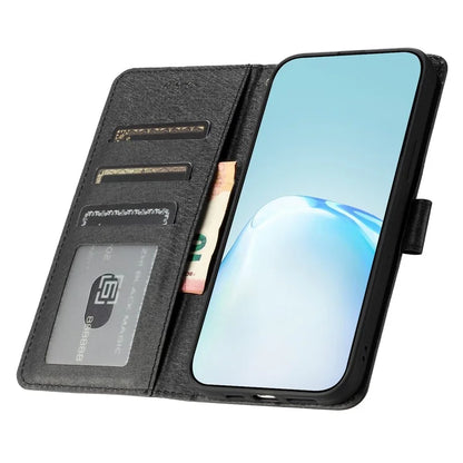 For iPhone 16 Pro Max Wallet Case Silk Texture Leather Phone Cover