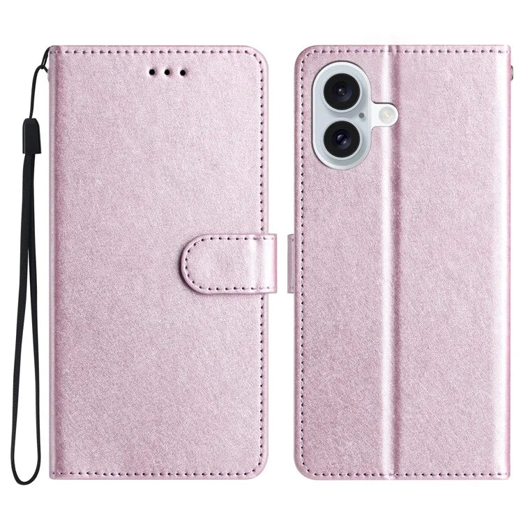 For iPhone 16 Plus Case Card Slot PU Leather Folio Phone Cover Silk Texture