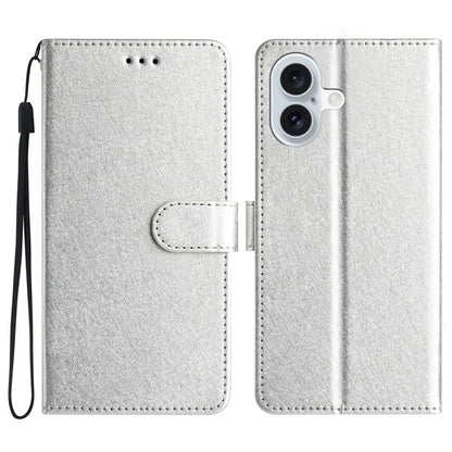 For iPhone 16 Plus Case Card Slot PU Leather Folio Phone Cover Silk Texture