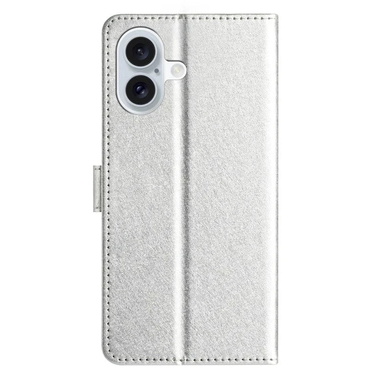 For iPhone 16 Plus Case Card Slot PU Leather Folio Phone Cover Silk Texture