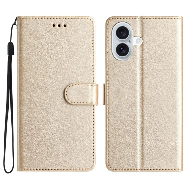 For iPhone 16 Plus Case Card Slot PU Leather Folio Phone Cover Silk Texture