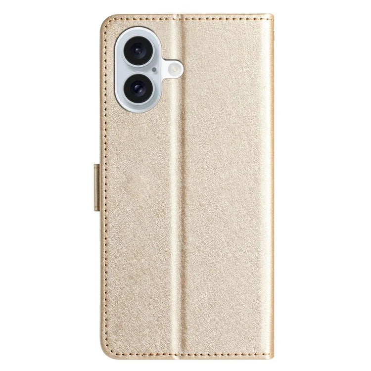 For iPhone 16 Plus Case Card Slot PU Leather Folio Phone Cover Silk Texture