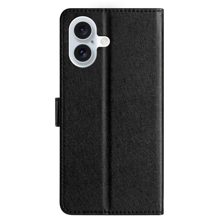 For iPhone 16 Plus Case Card Slot PU Leather Folio Phone Cover Silk Texture
