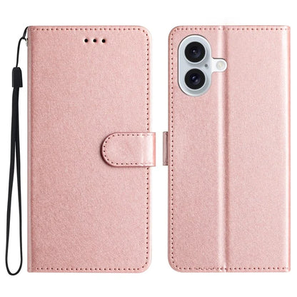 For iPhone 16 Plus Case Card Slot PU Leather Folio Phone Cover Silk Texture