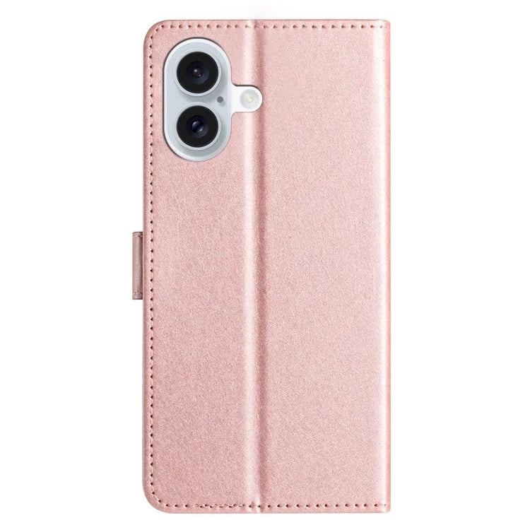 For iPhone 16 Plus Case Card Slot PU Leather Folio Phone Cover Silk Texture