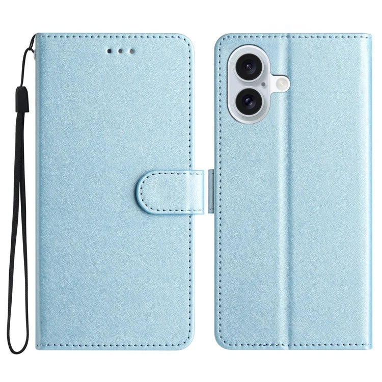 For iPhone 16 Plus Case Card Slot PU Leather Folio Phone Cover Silk Texture