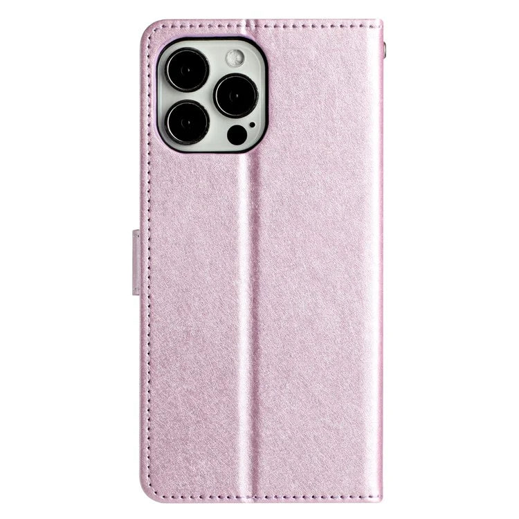 For iPhone 16 Pro Case Silk Texture Leather Wallet Phone Cover Magnetic Clasp Protective