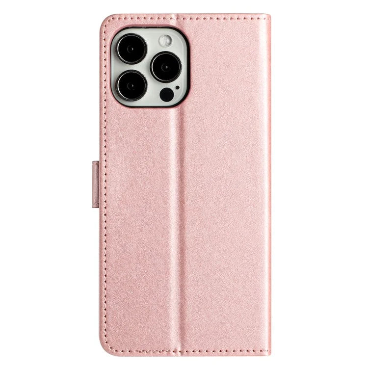 For iPhone 16 Pro Case Silk Texture Leather Wallet Phone Cover Magnetic Clasp Protective