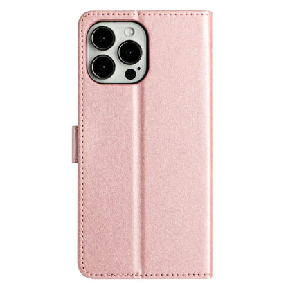 For iPhone 16 Pro Case Silk Texture Leather Wallet Phone Cover Magnetic Clasp Protective
