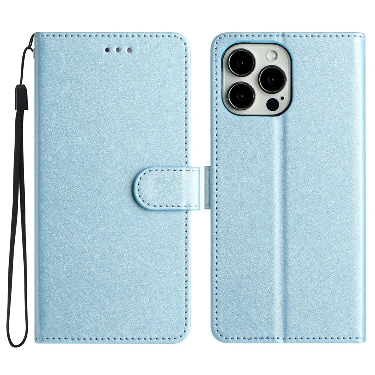 For iPhone 16 Pro Case Silk Texture Leather Wallet Phone Cover Magnetic Clasp Protective
