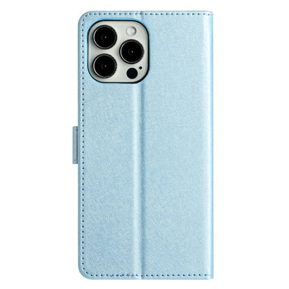For iPhone 16 Pro Case Silk Texture Leather Wallet Phone Cover Magnetic Clasp Protective