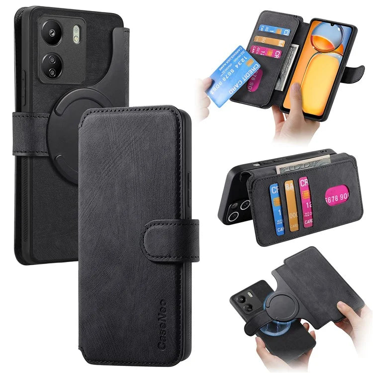 CASENEO MW-03 For Xiaomi Redmi 13C 4G / Poco C65 4G Case Leather+TPU Cover Detachable Wallet