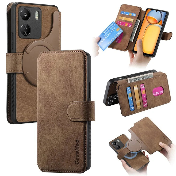 CASENEO MW-03 For Xiaomi Redmi 13C 4G / Poco C65 4G Case Leather+TPU Cover Detachable Wallet