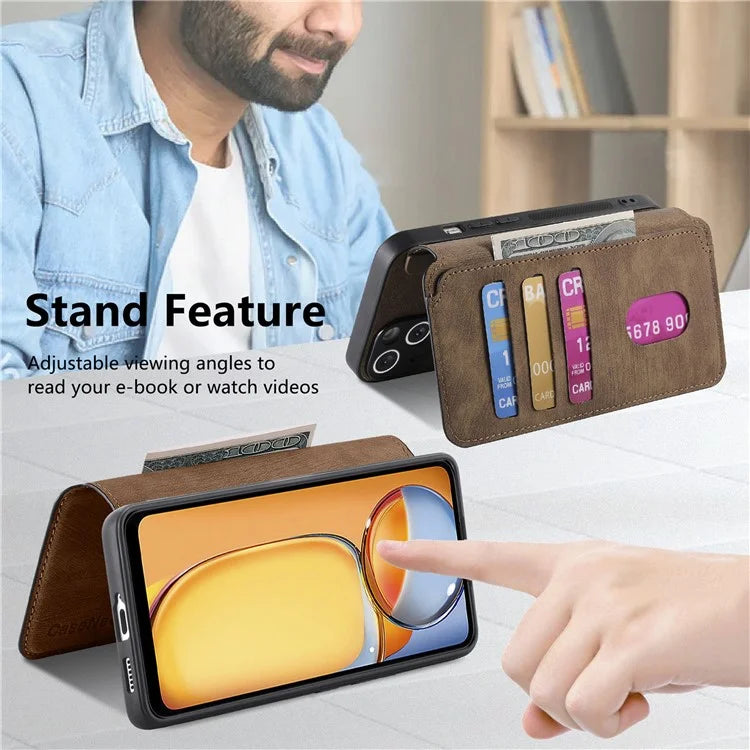 CASENEO MW-03 For Xiaomi Redmi 13C 4G / Poco C65 4G Case Leather+TPU Cover Detachable Wallet