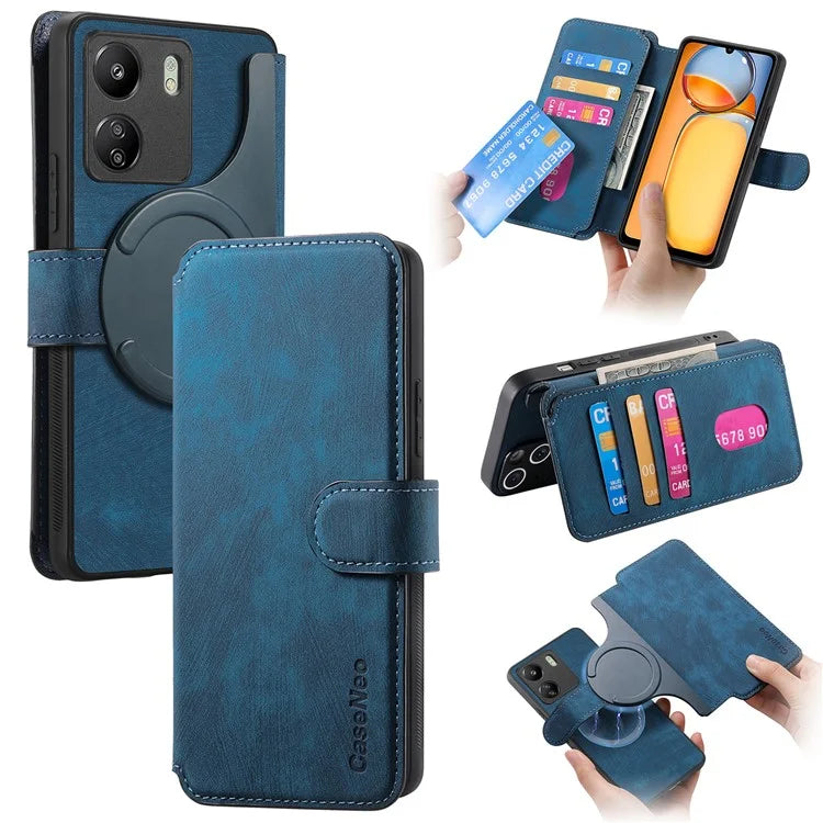 CASENEO MW-03 For Xiaomi Redmi 13C 4G / Poco C65 4G Case Leather+TPU Cover Detachable Wallet