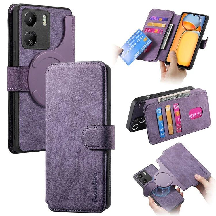 CASENEO MW-03 For Xiaomi Redmi 13C 4G / Poco C65 4G Case Leather+TPU Cover Detachable Wallet