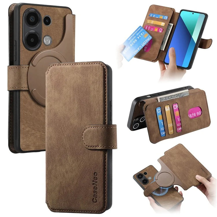 CASENEO MW-03 For Xiaomi Redmi Note 13 4G Case Leather+TPU Wallet Retro Phone Cover