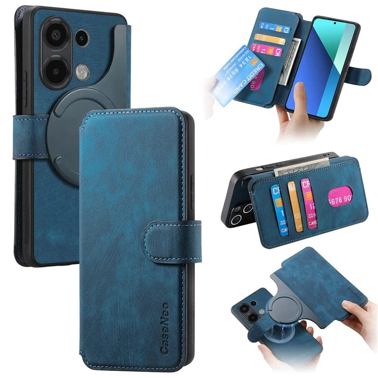 CASENEO MW-03 For Xiaomi Redmi Note 13 4G Case Leather+TPU Wallet Retro Phone Cover
