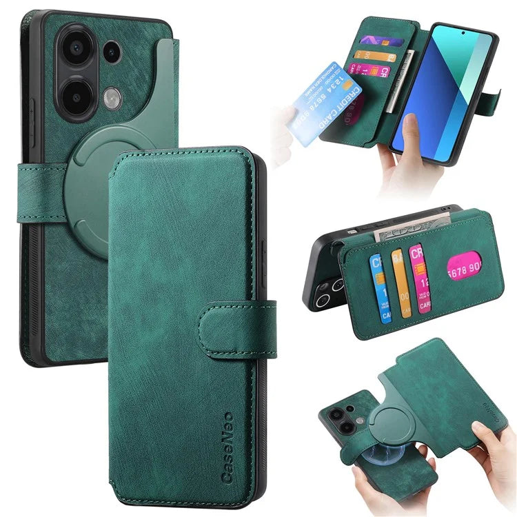 CASENEO MW-03 For Xiaomi Redmi Note 13 4G Case Leather+TPU Wallet Retro Phone Cover