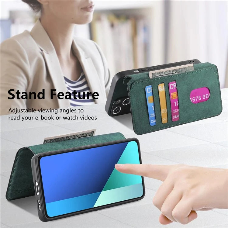 CASENEO MW-03 For Xiaomi Redmi Note 13 4G Case Leather+TPU Wallet Retro Phone Cover