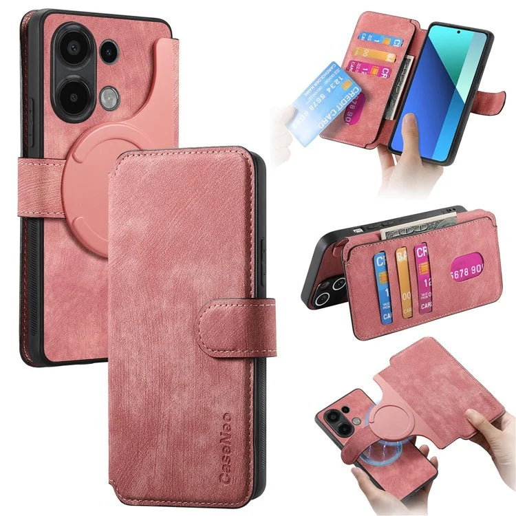 CASENEO MW-03 For Xiaomi Redmi Note 13 4G Case Leather+TPU Wallet Retro Phone Cover
