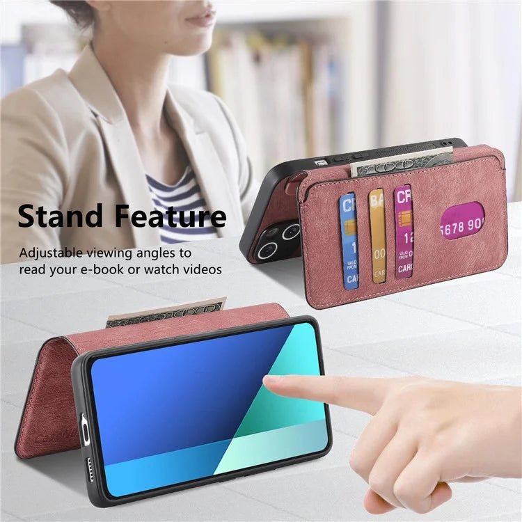 CASENEO MW-03 For Xiaomi Redmi Note 13 4G Case Leather+TPU Wallet Retro Phone Cover