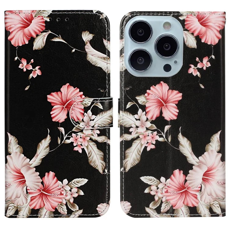 For iPhone 16 Pro Case Pattern Leather Phone Cover with Card Slots Holder