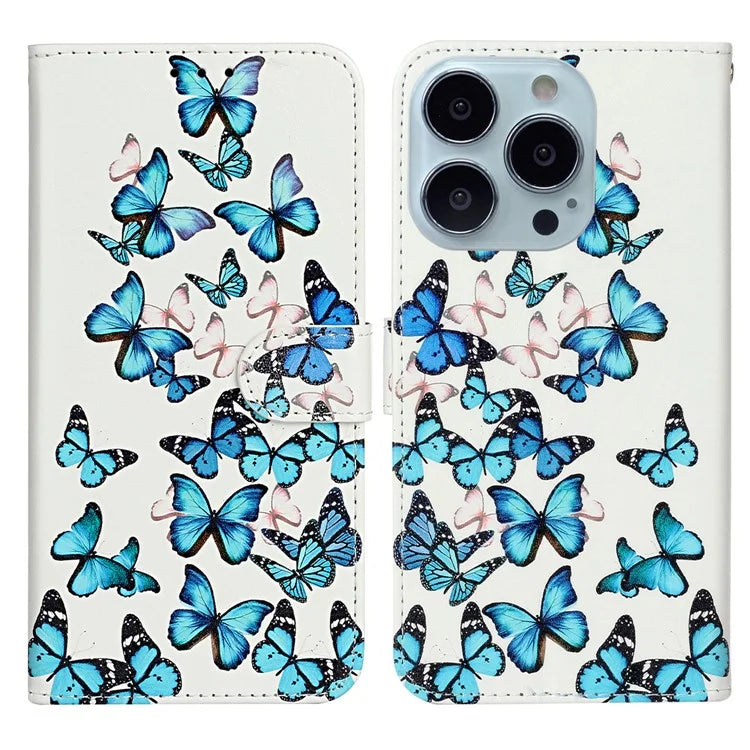 For iPhone 16 Pro Case Pattern Leather Phone Cover with Card Slots Holder
