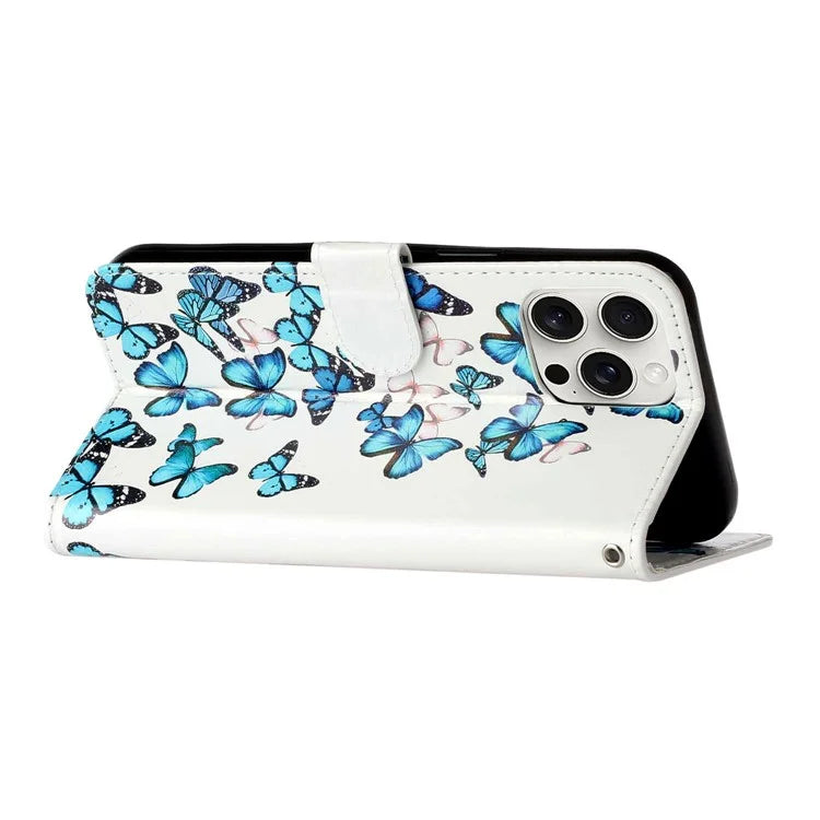 For iPhone 16 Pro Case Pattern Leather Phone Cover with Card Slots Holder