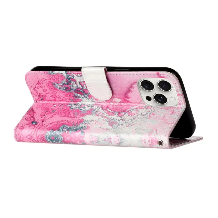 For iPhone 16 Pro Case Pattern Leather Phone Cover with Card Slots Holder