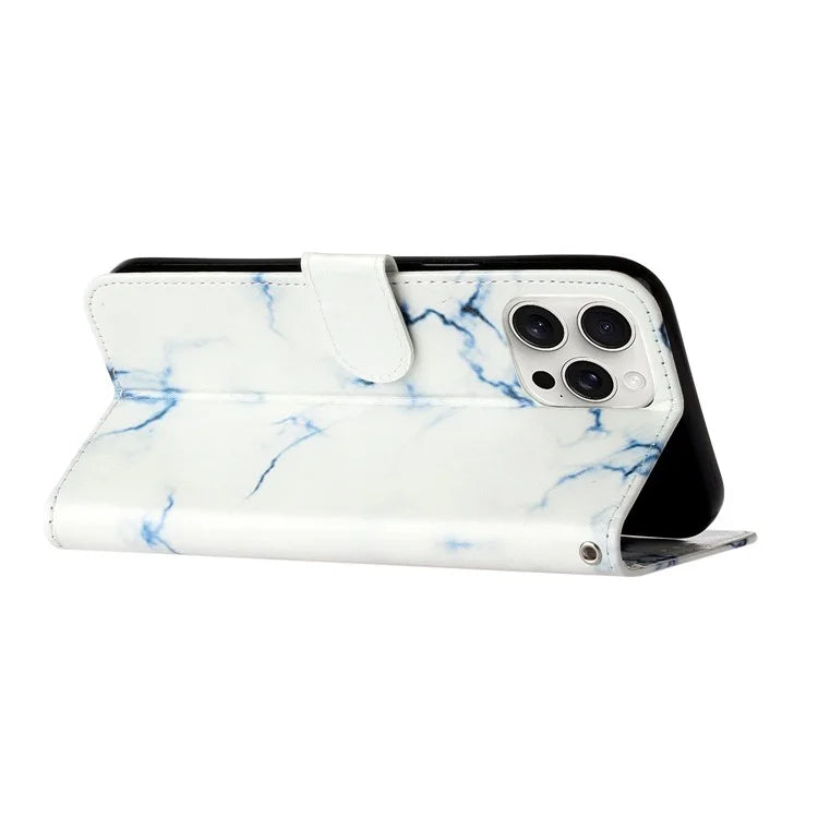 For iPhone 16 Pro Case Pattern Leather Phone Cover with Card Slots Holder