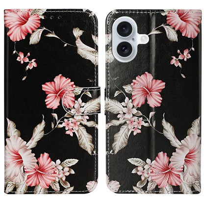 For iPhone 16 Plus Case Shockproof Leather Wallet Phone Cover Pattern Printing