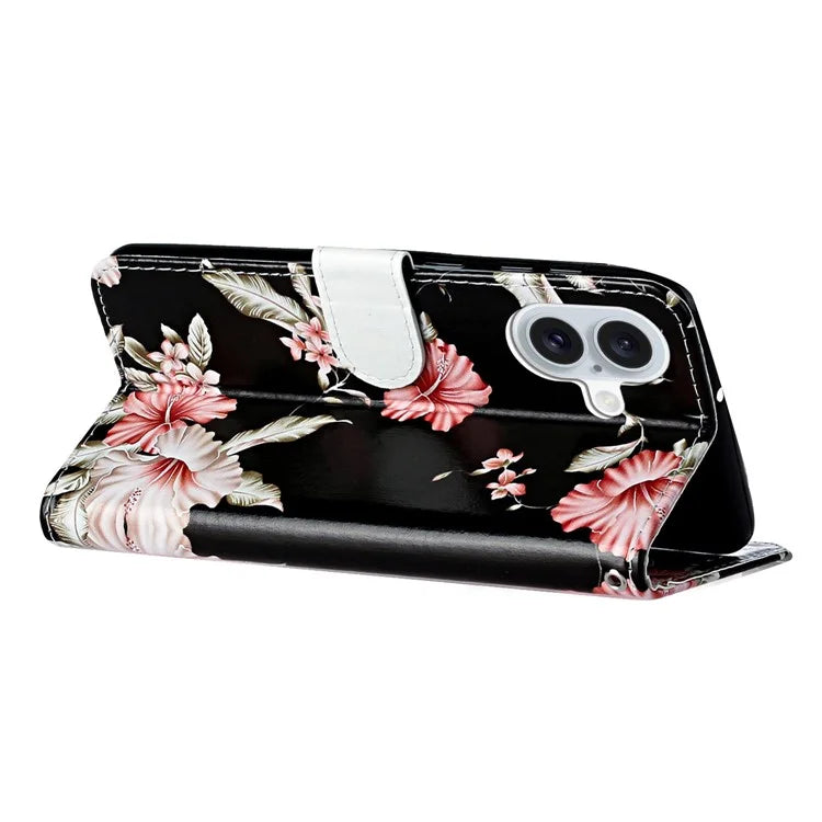 For iPhone 16 Plus Case Shockproof Leather Wallet Phone Cover Pattern Printing