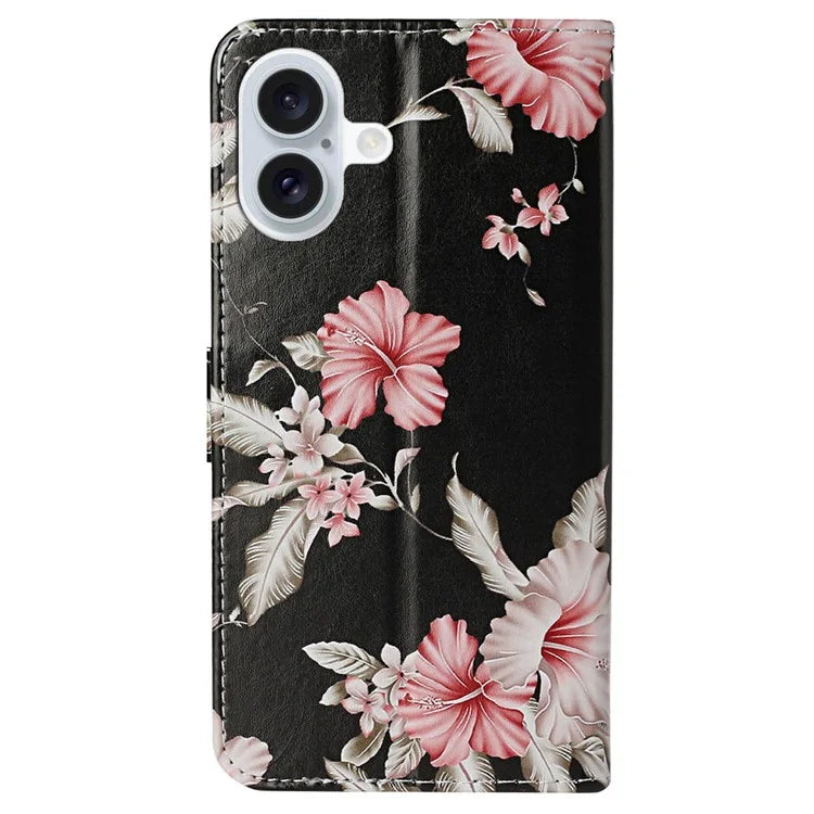 For iPhone 16 Plus Case Shockproof Leather Wallet Phone Cover Pattern Printing