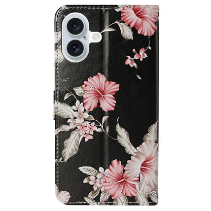 For iPhone 16 Plus Case Shockproof Leather Wallet Phone Cover Pattern Printing