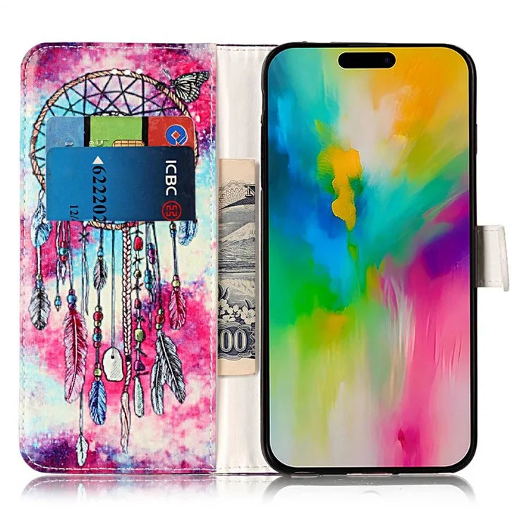 For iPhone 16 Plus Case Shockproof Leather Wallet Phone Cover Pattern Printing